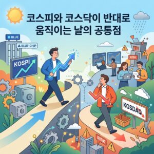 코스피와 코스닥이 반대로 움직이는 날의 공통점